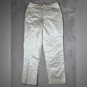 NWT Linda Allard Ellen Tracy Silk Blend Ivory White Formal Dress Pants 8 Petite